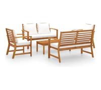 vidaXL Salon de jardin 5 pièces avec coussin – Bois d'acacia solide