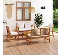 vidaXL Salon de jardin 5 pièces avec coussin – Bois d'acacia solide