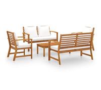 vidaXL Salon de Jardin 5 pcs avec Coussin Mobilier de Patio Meubles de Terrasse Mobilier de Jardin Meubles d'Extérieur Bois d'Acacia Massif