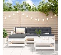 Vidaxl Salon De Jardin 5 Pcs Avec Coussins Blanc Bois Massif