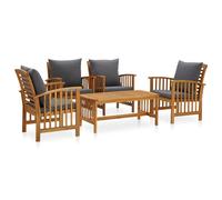Salon de Jardin 5 pcs avec Coussins Mobilier d'Extérieur Mobilier de Patio Meubles de Jardin Meubles de Terrasse Bois d'Acacia Massif