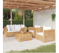 vidaXL Salon de jardin 5 pcs avec coussins Bois de teck solide 3100869