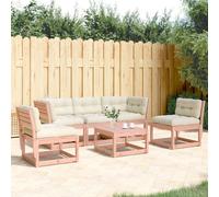 vidaXL Salon de Jardin avec Coussins 5 pcs, Canapés de Patio, Ensemble de Meubles, Mobilier de Terrasse Extérieur, Bois Massif Douglas Bois