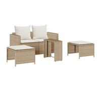 vidaXL Salon de jardin 5 pcs canapés empilables en polyrotin beige avec coussins