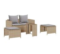 vidaXL Salon de Jardin 5 pcs avec Coussins empilable Beige polyrotin, Ensemble de canapés d'extérieur, Ensemble de Salon de Jardin, canapé d'extérieur avec Coussins