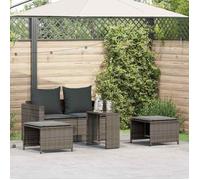vidaXL Salon de jardin 5 pcs polyrotin empilable avec coussins gris