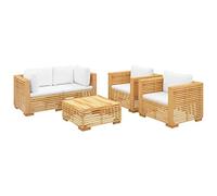 vidaXL Salon de Jardin 5 pcs avec Coussins Ensemble de Meubles de Jardin Mobilier de Patio Meubles de Terrasse Extérieur Bois de Teck Solide