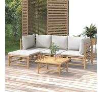 Vidaxl Salon De Jardin 5 Pcs Avec Coussins Gris Clair Bambou Gris