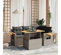 vidaXL Salon de jardin 5 pcs avec coussins Résine tressée Gris
