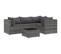 vidaXL Salon de Jardin 5 pcs avec Coussins Gris Résine tressée, Ensemble de canapés d'extérieur, canapé d'angle de Jardin, Salon de Jardin d'angle