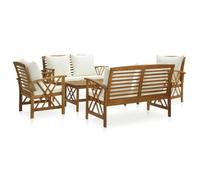 vidaXL Salon de jardin 5 pcs en bois avec coussins