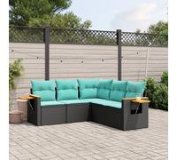 Salon de Jardin avec Coussins Meubles Patio 6 pcs Noir Résine Tressée vidaXL