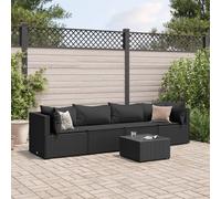 Vidaxl Salon De Jardin 5 Pcs Avec Coussins Noir Résine Tressée
