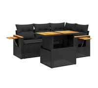 vidaXL Salon de jardin 5 pièces avec coussins – résine tressée noir