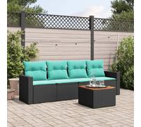 Vidaxl Salon De Jardin 5 Pcs Avec Coussins Noir Résine Tressée