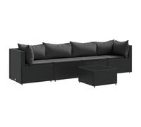 vidaXL Salon de Jardin 5 pcs avec Coussins Noir Résine tressée, Ensemble de canapés d'extérieur, canapé d'angle de Jardin, Salon de Jardin d'angle