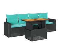 vidaXL Salon de Jardin 5 pcs avec Coussins Noir résine tressée, Ensemble de canapés d'extérieur, Ensemble de canapé d'angle de Jardin, Meuble d'angle de Jardin