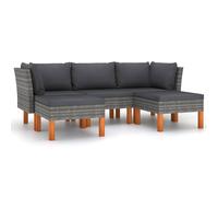 Vidaxl Salon De Jardin 5 Pcs Avec Coussins Résine Tressée Gris Gris