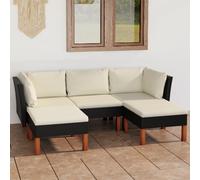 Salon de Jardin 5 pcs avec Coussins Résine Tressée Noir Mobilier Patio vidaXL