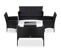 vidaXL Salon de jardin 5 pcs avec coussins Résine tressée Noir