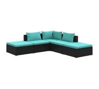 Vidaxl Salon De Jardin 5 Pcs Avec Coussins Résine Tressée Noir Noir