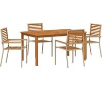 vidaXL Salon de jardin 5 pcs Beige Poly Rattan