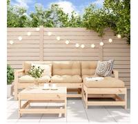 vidaXL Salon de Jardin 5 pcs, Canapé avec Repose-pied, Ensemble de Meubles avec Table Basse Patio Terrasse, Rustique, Bois 3186186