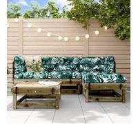 vidaXL Salon de Jardin 5 pcs, Canapé avec Repose-pied, Ensemble de Meubles avec Table Basse Patio Terrasse, Rustique, Bois 3186171