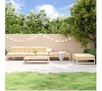 vidaXL Salon de Jardin 5 pcs, Canapés avec Repose-pied, Ensemble de Meubles avec Table Basse Patio Terrasse Extérieur, Bois 3186599