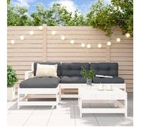 Vidaxl Salon De Jardin 5 Pcs Blanc Bois Massif De Pin