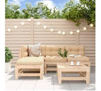 vidaXL Salon de Jardin 5 pcs, Canapés avec Repose-pied, Ensemble de Meubles avec Table Basse Patio Terrasse, Rustique, Bois 3186557