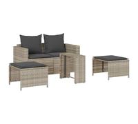 vidaXL Ensemble salon de jardin 5 pcs en polyrotin Gris clair avec coussins empilables