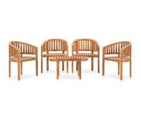 vidaXL Salon de jardin 5 pcs en forme de banane Bois de teck solide 3059963