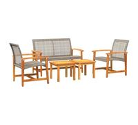 vidaXL Salon de jardin 5 pcs 367605, chaises avec dossier, résine tressée gris et bois d'acacia