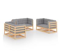 Vidaxl Salon De Jardin 6 Pcs Avec Coussins Bois De Pin Massif