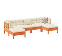 Vidaxl Salon De Jardin 6 Pcs Avec Coussins Cire Marron Bois Pin Massif