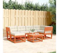 Vidaxl Salon De Jardin 6 Pcs Avec Coussins Cire Marron Bois Pin Massif