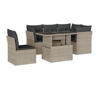 vidaXL Salon de Jardin 6 pcs avec Coussins Gris Clair résine tressée