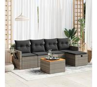 vidaXL Salon de Jardin 6 pcs avec Coussins Gris résine tressée, Ensemble de canapés d'extérieur, Ensemble de canapé d'angle de Jardin, Meuble d'angle de Jardin