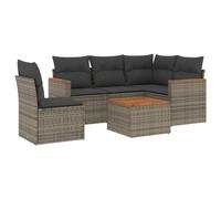 vidaXL Ensemble de salon de jardin 6 pièces avec coussins Gris Poly Rattan