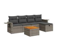 vidaXL Salon de Jardin 6 pcs avec Coussins Gris résine tressée, Ensemble de canapés d'extérieur, Ensemble de canapé d'angle de Jardin, Meuble d'angle de Jardin