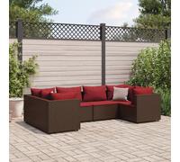 Vidaxl Salon De Jardin 6 Pcs Avec Coussins Marron Résine Tressée