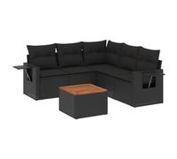 vidaXL Ensemble de salon de jardin 6 pièces avec coussins noir poly rotin
