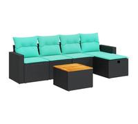 vidaXL Salon de Jardin 6 pcs avec Coussins Noir résine tressée