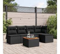 Salon de Jardin avec Coussins Canapés Patio 6 pcs Noir Résine Tressée vidaXL