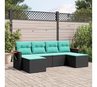 vidaXL Salon de Jardin avec Coussins 6 pcs, Canapés de Patio, Ensemble de Meubles, Mobilier de Terrasse Exterieur, Noir Résine Tressée