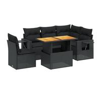 vidaXL Salon de jardin 3271755 – Ensemble 6 pcs avec coussins, résine tressée Noir