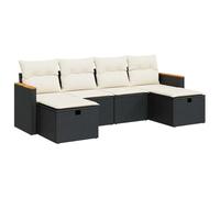vidaXL Salon de jardin 6 pcs avec coussins noir résine tressée