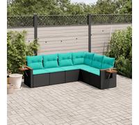 Salon de Jardin avec Coussins Meubles Patio 7 pcs Noir Résine Tressée vidaXL