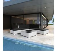 vidaXL Salon de jardin 6 pcs avec coussins en résine tressée Blanc